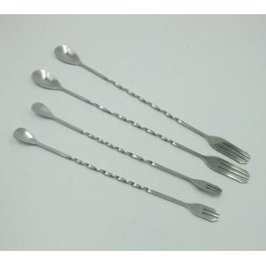 China Stainless steel double stir bar Milk tea coffee spoon scoop cocktail bar section rod long handle more key supplier