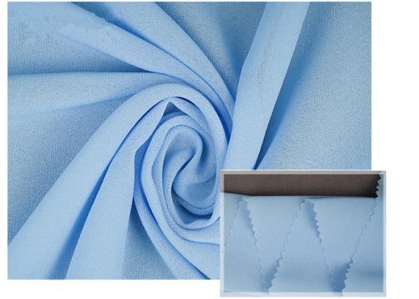 100% Polyester Soft Light Blue Chiffon Fabric Breathable For Summer Dress /