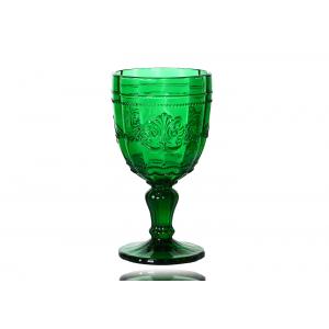 320ml Green Embossed Colored Crystal Wine Goblet Glasses For Home Deco, Antique Drinking Glass