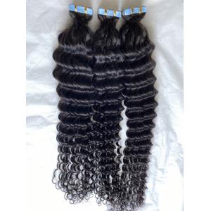 Top Sell 100%unprocessed Filipino hair DEEP WAVE 11A 12A  bule tape skin weft PU virgin human hair extension
