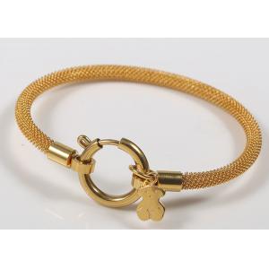 China 18k Gold Charm Stainless Steel Bangles / Teddy Bear Charm Bracelet For Women Jewelry supplier
