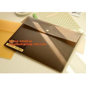 China PP Polypropylene Plastic Office Stationery, PP Translucent plastic button document file folder bag with line structure supplier