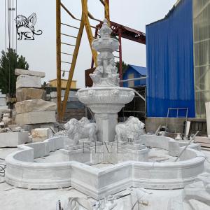 Modern Water Fountains Marble Lions Fountain Large Stone Carving Garden Decoration