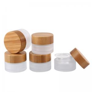 Frosted Ultralight Bamboo Glass Cosmetic Jar , Lidded Body Cream Packaging Containers