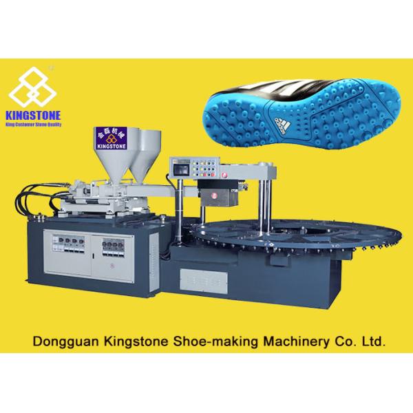 Única máquina de fabricación del zapato doble rotatorio del color para dos lenguados del plástico de la densidad