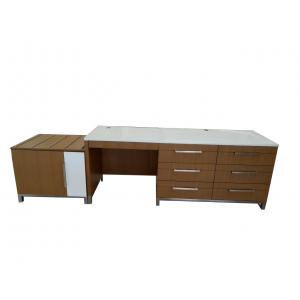 China Hotel Furniture Glass Top Writing Desk With Multi Drawers Fully Assambled supplier