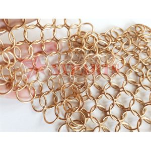 China 20MM Decorative Metal Ring Mesh Curtain PVD Rose Gold Color wholesale