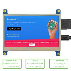 China 800×480 4.3 インチ Tft ディスプレイ Tft Lcd タッチスクリーン HDMI インターフェイス 400c/D 亮度 supplier