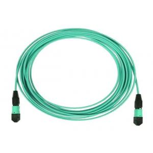 China MTP 24 Core Fiber Optic Patch Cord MPO Trunk Cable OM3 OM4 with Aqua Color supplier