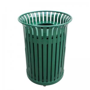 Powder Coating Metallic Outdoor Trash Cans With Lid 978Mm Height