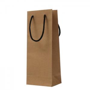 China Recycled Brown Kraft Paper Bag With Logo Print Wine Carrier Packaging Bags supplier