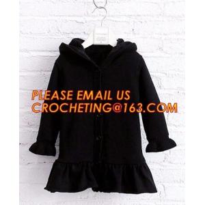 Superior quality kid sweater cute hooded girls thick dress coat, Commercial 100% cotton knitted kids long girls pullover