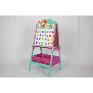 Children Alphabet Wooden Double Sided Easel With Storage Bins