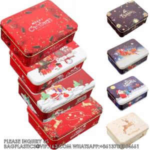 Tin Boxes Mixed Patterns Holiday Tinplate Boxes Greeting Gift Card Holder Metal Decorative Boxes Christmas Cookie Tin