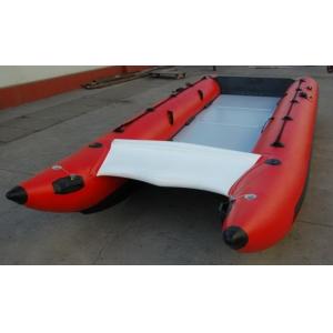 China Red Hand Crafted High Speed Inflatable Boats Racing Catamaran Boat With 450cm Length supplier