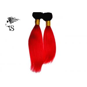 China Red Mongolian Human Hair Extensions , Straight Colorful Ombre Hair Extensions supplier