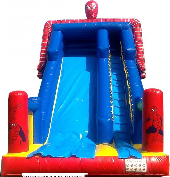 Blue And Red PVC Spiderman Kid Giant Inflatable Slide For Commercial