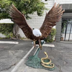 BLVE Bronze Eagle Statues Life Size Metal Hawk Catches Snake Sculpture Large Outdoor Indoor Art Decor