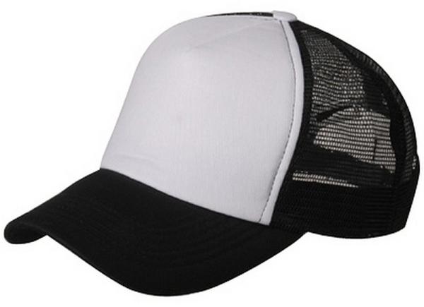 Polyester Foam Mesh Trucker Hats With Black Plastic Closure / Embroidery Flat Logo