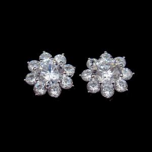 China Flower Shape AAA Cubic Zirconia Stud Earrings Aristocratic Silver Jewelry supplier