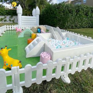 White Green Inflatable Soft Play Equipment Indoor Outdoor With Bounce House