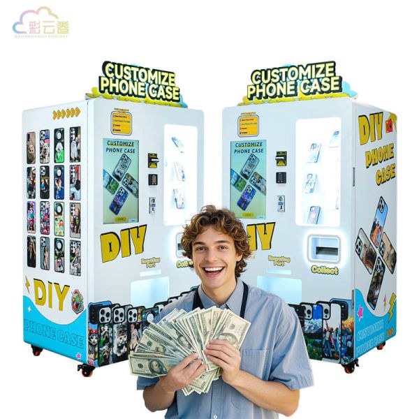 Global Language Supported Phone Case Vending Machine Featuring Variable Ink Droplet Technology for Purchase