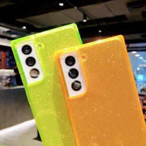 China 1.5mm Shockproof Phone Cases Neon Square Shape Decorated With Glitter Paper supplier