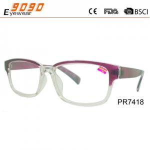 China Lady's Classic culling transparent rectangle reading glasses with PC frame ,plastic hinge supplier