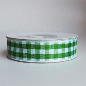 China Fancy 16MM Satin Ribbon , Narrow Woven Colored Checkered Wired Ribbon wholesale