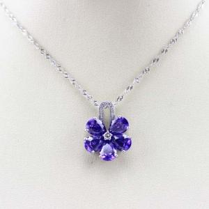 China Women Jewelry  Purple Cubic Zircon Flower Pendant Necklace  (PSJ0223) supplier