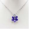 Women Jewelry Purple Cubic Zircon Flower Pendant Necklace (PSJ0223)