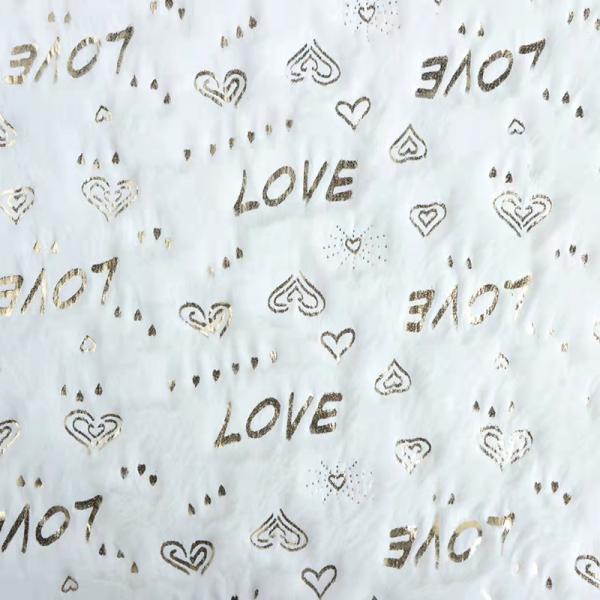 Super Soft Recycled 100 Polyester Hot Stamping Foil Bronzed Faux Fur Rabbit Fabric for Cushions Pillows Home Blanket