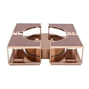 OEM Modern Glass Coffee Table Mirror Rose Gold Center Table For Lobby Home Villa
