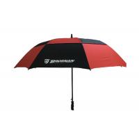 China Black Red Double Canopy Windproof Golf Umbrellas Wind Resistant Grip Plastic Handle on sale