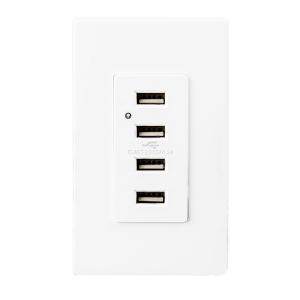 China White Usb Wall Outlet , Usb Electrical Outlet 4 USB Ports With 2 Wall Plates supplier