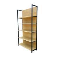 China Wooden Shelf Supermarket Display Rack With Four Black Column Customzied on sale