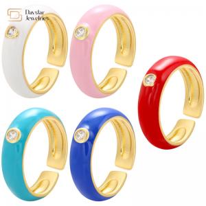 Simple Zircon Chunky Dripping Oil Rings Adjustable Summer Jewelry