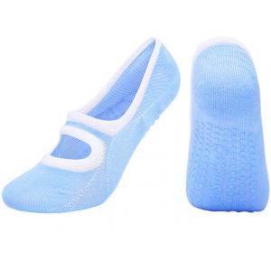 Blue Ladies Ballet Yoga Grip Socks Professional Anti Slip Bandage For Sports Pilates