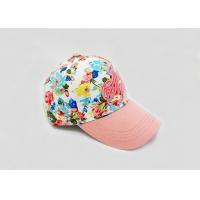 China Girls Pink Embroidered Baseball Caps With Flowers Printing And 3D Embroidery on sale