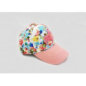 Girls Pink Embroidered Baseball Caps With Flowers Printing And 3D Embroidery