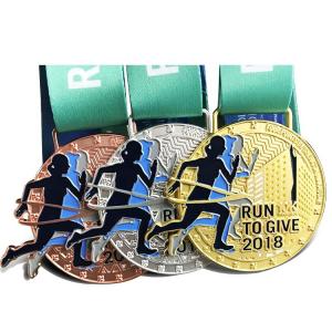 Design your own sport marathon running finisher Zinc alloy medal with lanyard