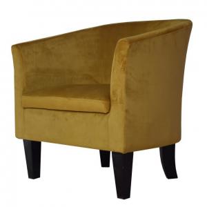 China Yellow Velvet Tub Arm Chair Modern Plush For Office Living Room supplier
