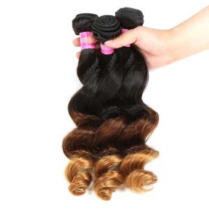 China Peruvian Hair Loose Wave 3 Tone Ombre Hair Weave 1B / 4 / 27 Blonde Hair supplier