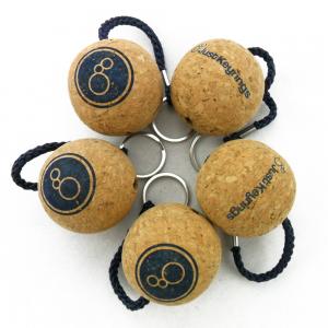 China Wholesale Price 50mm Cork Ball Floating Key Chain with Navy Roper and Custom Printed Logo Printing supplier