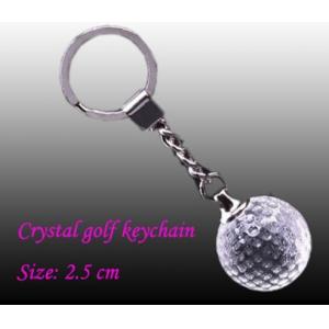 China le logo adapté aux besoins du client a gravé les cadeaux en cristal de keychain de lampes-torches de boule de golf de LED pour des femmes supplier