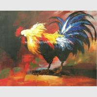 China Decorative Palette Knife Animal Oil Painting Hand Painted Cock Canvas Art Painting on sale