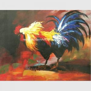 China Decorative Palette Knife Animal Oil Painting Hand Painted Cock Canvas Art Painting wholesale