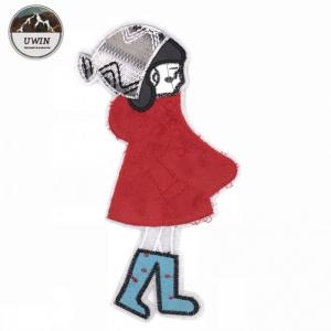 China Delicate Cute Girl Embroidered Sports Patches 12 * 22.5CM Size For Hats / Shirts wholesale