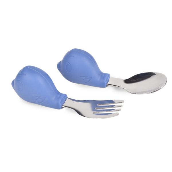 Durable Blue Silicone Fork And Spoon Cold Resistant Non Toxic