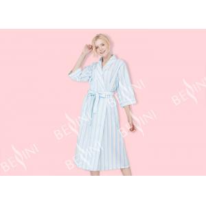China Beautiful 3 4 Sleeve Nightdress , Womens Night Robes With Lace Placket 5CM Waist Tie supplier